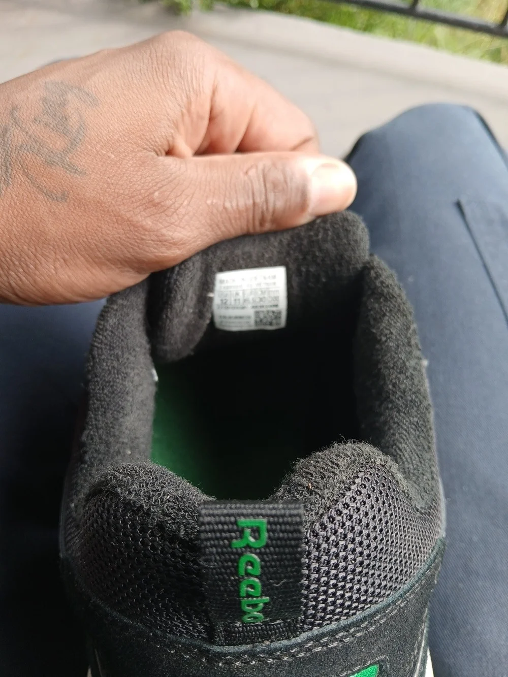 Reebok Black and Green Men's Athletic Sneakers